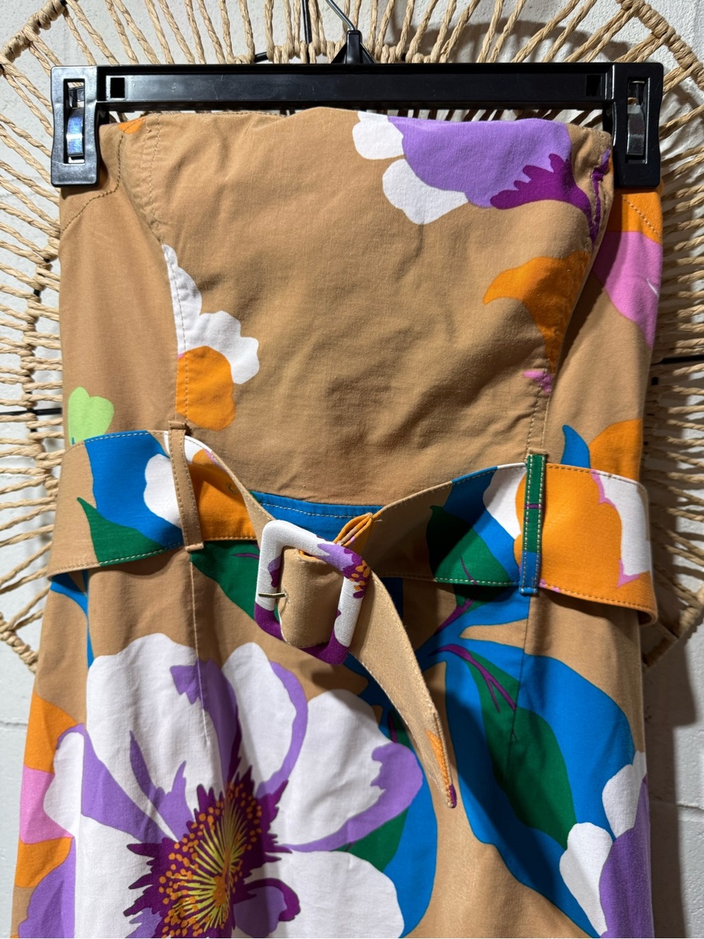 Anthropologie Camel Multi Floral Belted Midi Dress - Picture 2 of 7